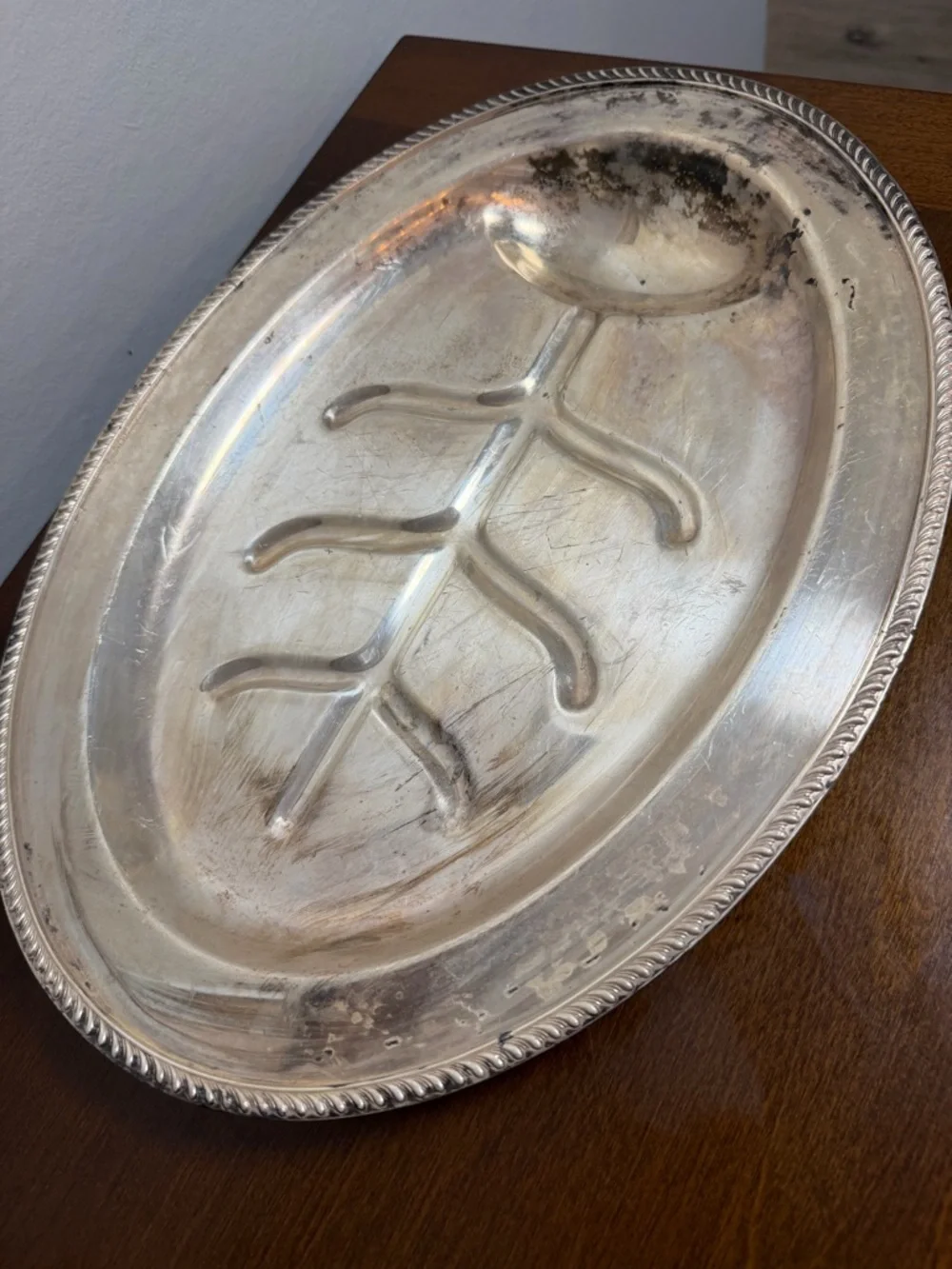 Vintage Silverplate Leaf Serving Tray Platter Mid Century Modern Decorative Dish